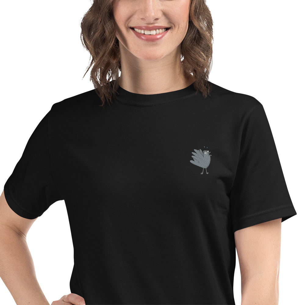 A Flocking Wise Bird Organic T-Shirt (Grey embroidered logo)