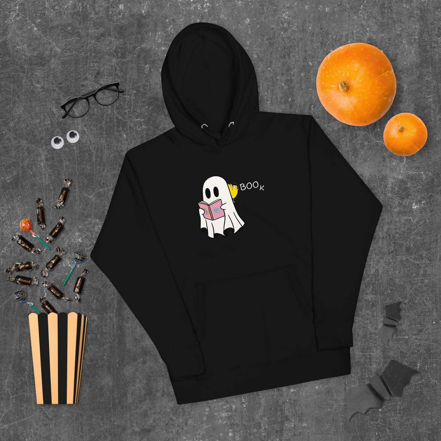 Boo Book Unisex Hoodie (small graphic w/white font)