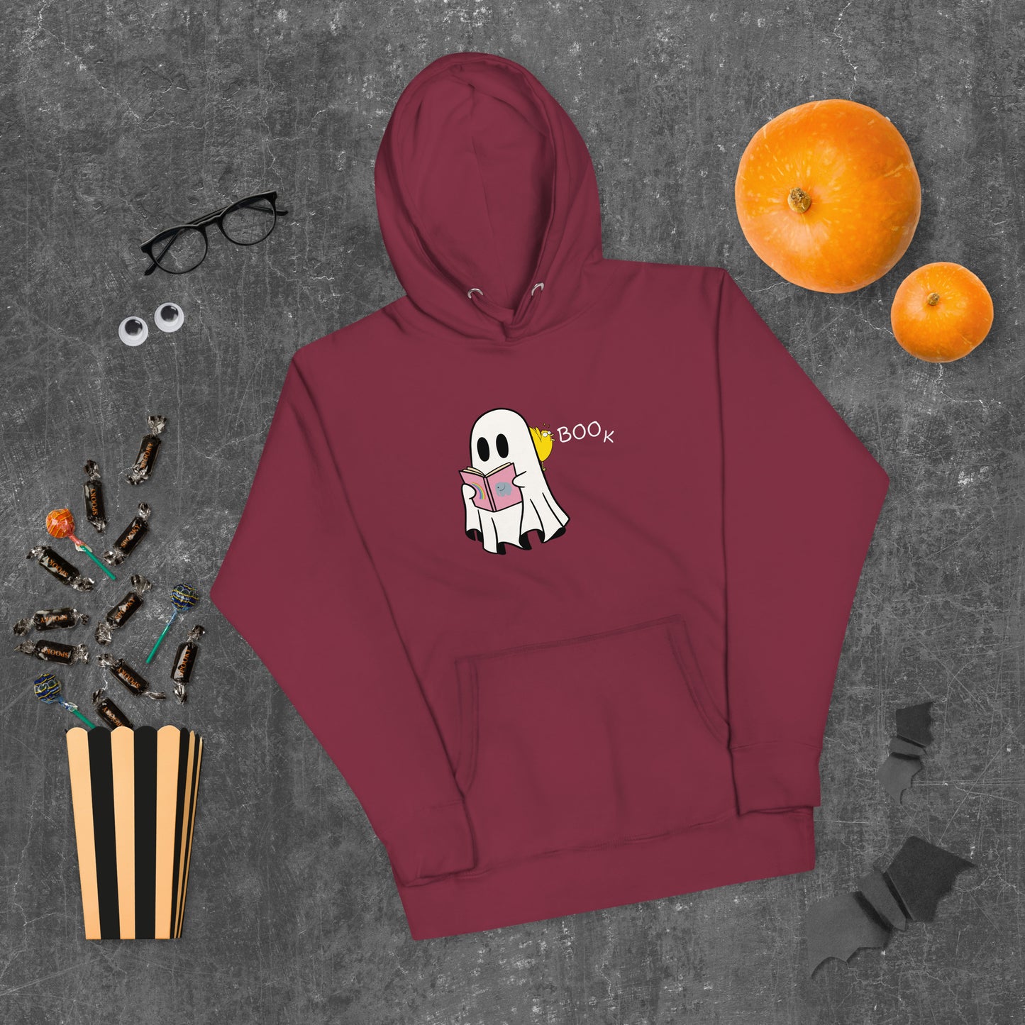 Boo Book Unisex Hoodie (small graphic w/white font)