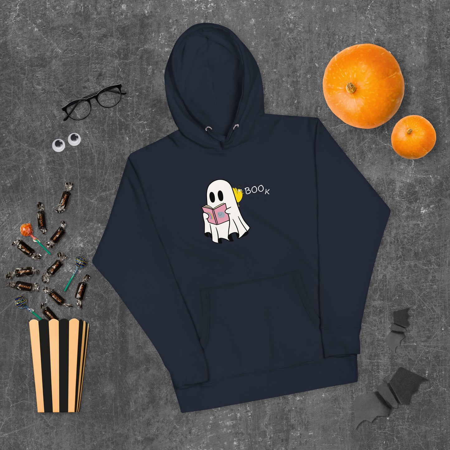 Boo Book Unisex Hoodie (small graphic w/white font)