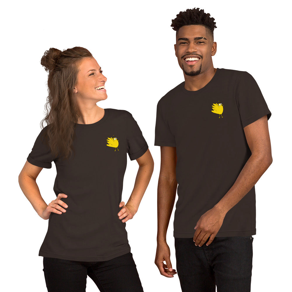 A Flocking Wise Bird Unisex t-shirt (yellow logo)