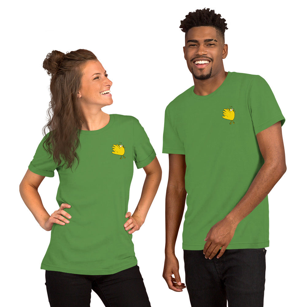 A Flocking Wise Bird Unisex t-shirt (yellow logo)