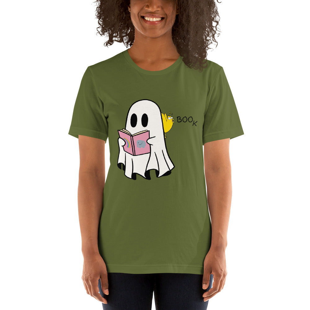 Halloween Special Boo Book Unisex t-shirt (large graphic w/black font)