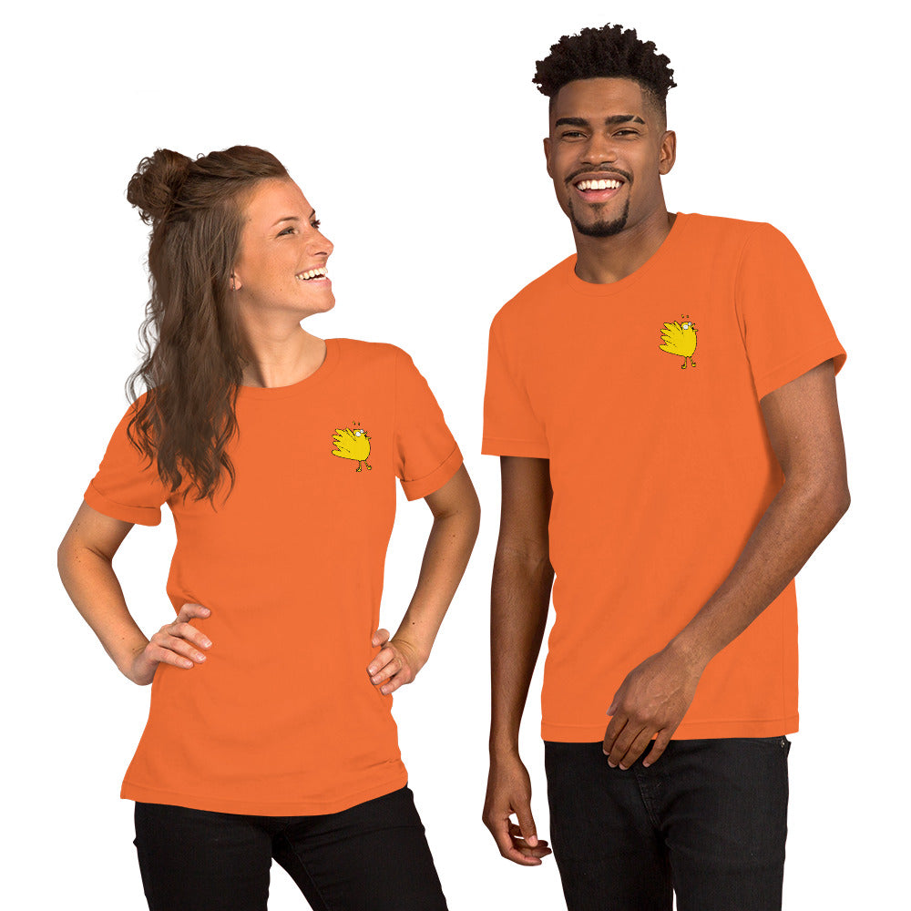 A Flocking Wise Bird Unisex t-shirt (yellow logo)