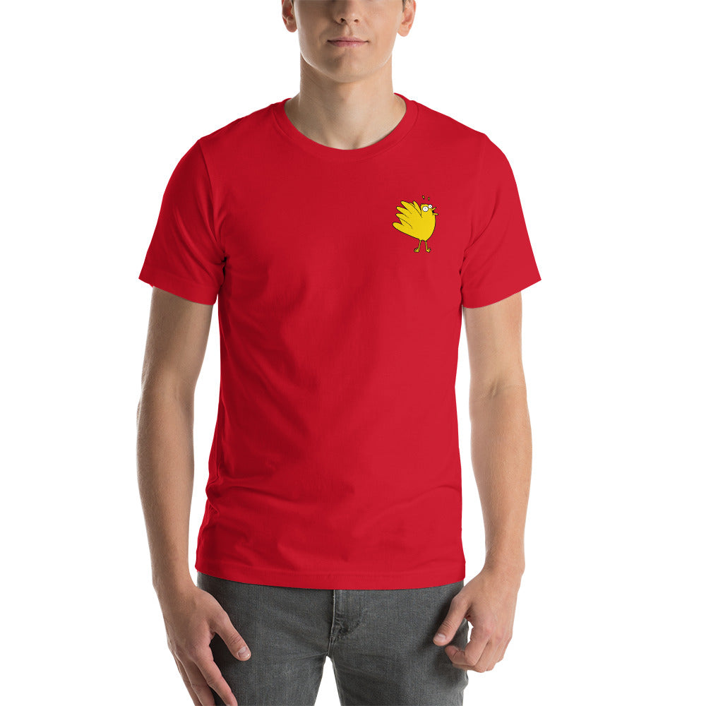 A Flocking Wise Bird Unisex t-shirt (yellow logo)