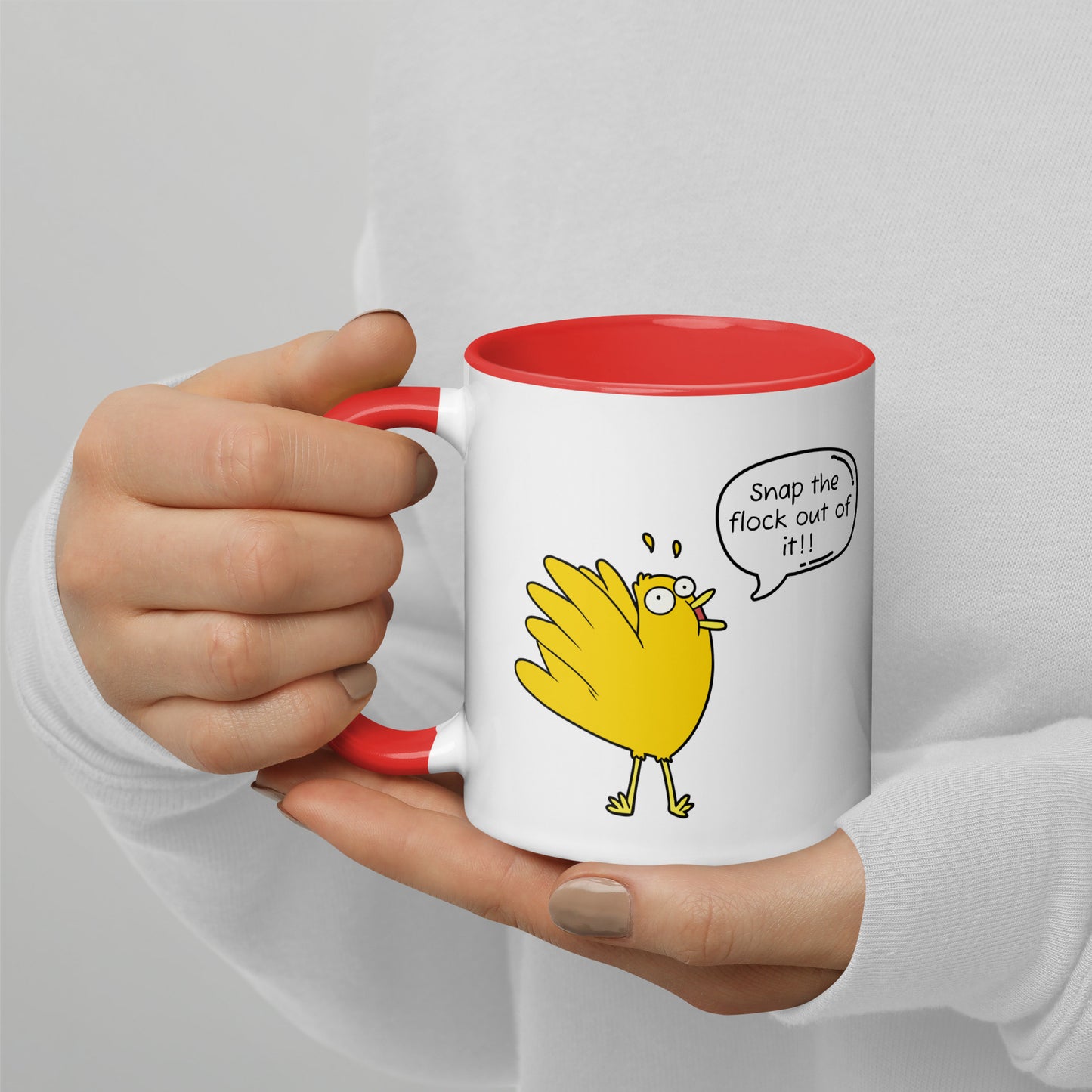 Snap the flock out of it! Mug with Color Inside