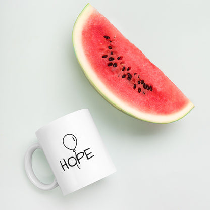 White glossy Hope mug