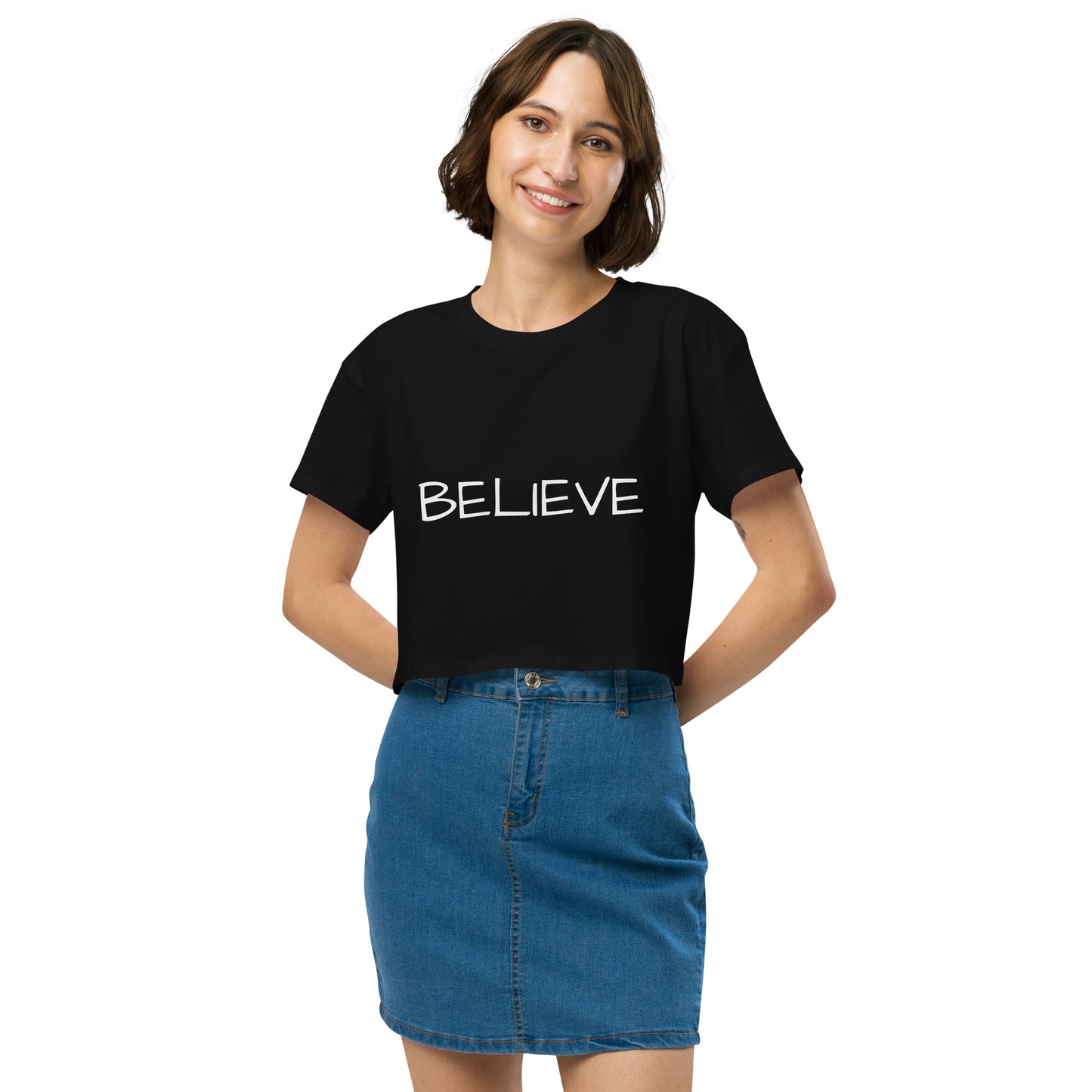 Women’s Believe crop top