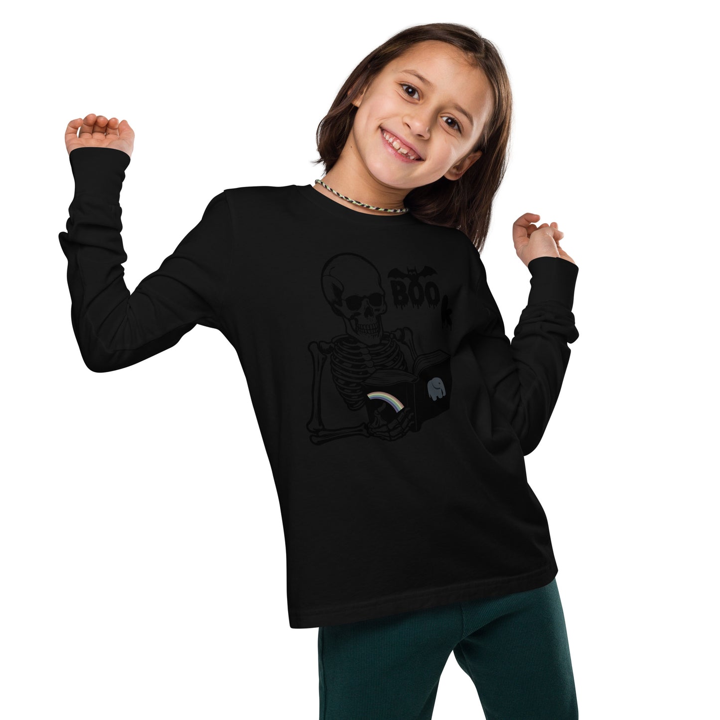 Too KULL for SKULL Boo Book Youth long sleeve tee