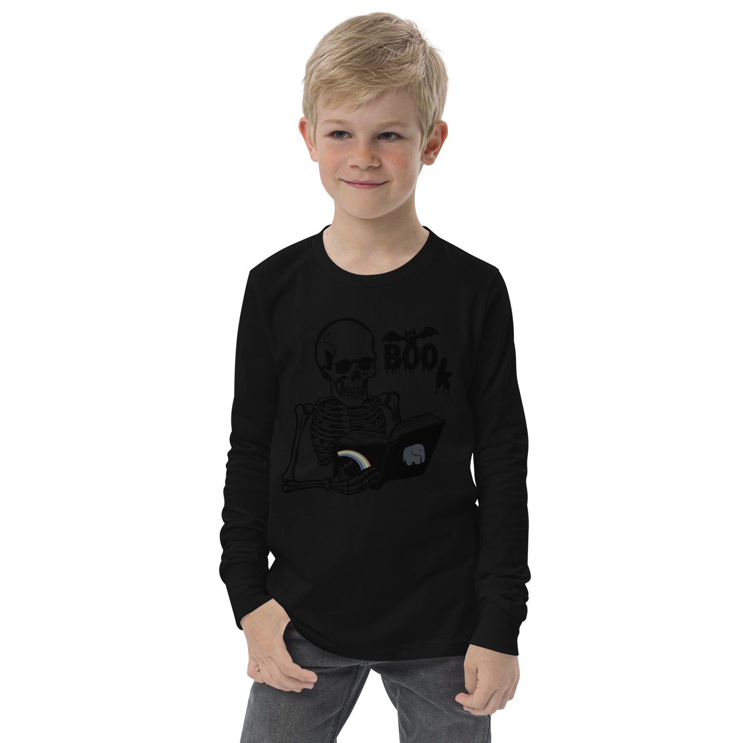 Too KULL for SKULL Boo Book Youth long sleeve tee