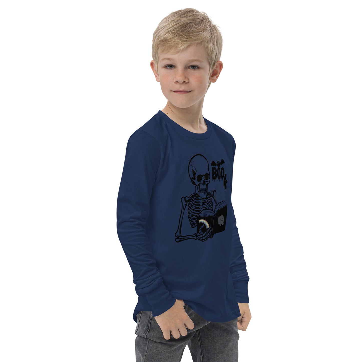 Too KULL for SKULL Boo Book Youth long sleeve tee