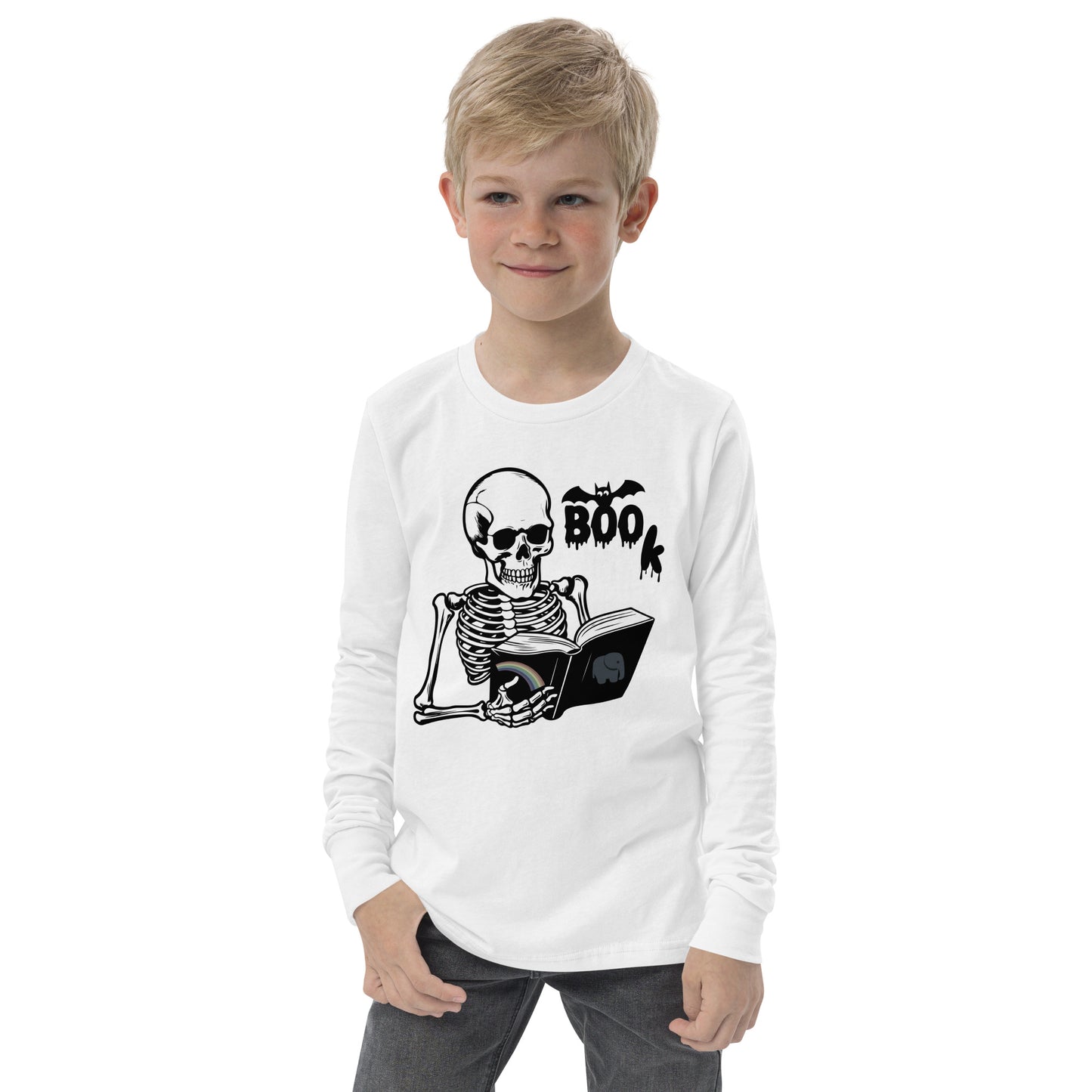 Too KULL for SKULL Boo Book Youth long sleeve tee